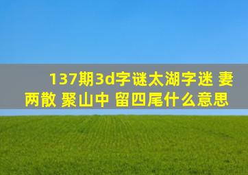 137期3d字谜太湖字迷 妻两散 聚山中 留四尾什么意思